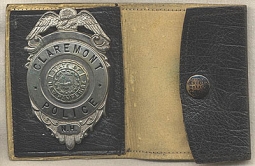 1930s-1940s Claremont, New Hampshire Police Lot - Badge w/ 2 Photos