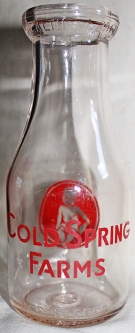 Beautiful 1930's - 40's Cold Spring Farms, PA Milk Pint Bottle with Baby Logo