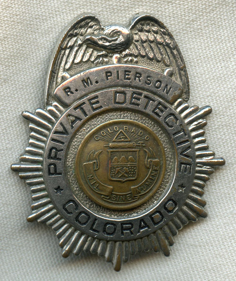 Named 1940s Colorado Private Detective Badge: Flying Tiger Antiques