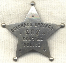 Great Old Colorado Springs Special Police Badge