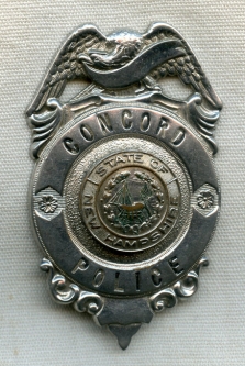 Nice Early 1950s Concord, New Hampshire (State Capital) Police Badge