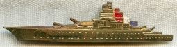 Cool Early WWII US Navy Battleship Patriotic Pin