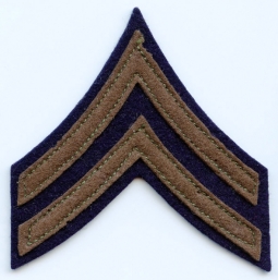 WWII US Army Corporal Rank Stripes Brown Felt on Felt