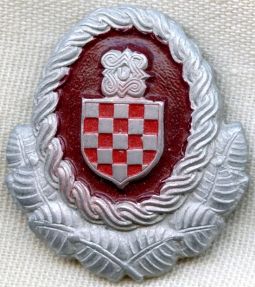 Circa 1945 Croatian Armed Forces Officer Cap Badge in Excellent Condition