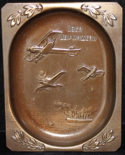 Early WWI Imperial German Air Battle "Over the Water" Bronzed Tin Cuff Link Tray
