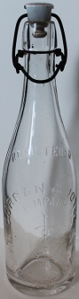 1890's Curran & Joyce Porcelain Top Embossed Beer or Soda Bottle from Lawrence, MA