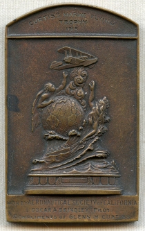 Beautiful, Large & Heavy 1915 Bronze Medal Comm. Winning the Curtiss Marine Flying Trophy