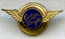 Nice, Mid-1930s Curtiss Wright Aircraft Corp. Lapel Pin by Balfour