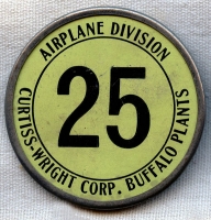 Cool 1930s Curtiss-Wright Airplane Division Buffalo Worker Badge by Whitehead & Hoag