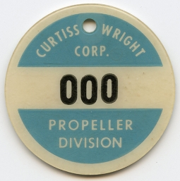 Cool WWII Era Curtiss Wright Corp. Propeller Division Celluloid Visitor Badge