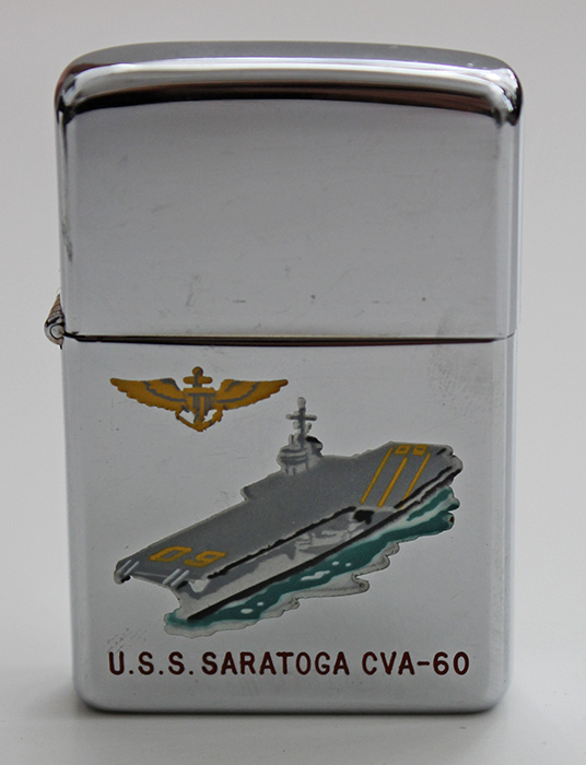 Beautiful Zippo USN Ship Lighter for the USS Saratoga Flying Tiger Antiques Online Store