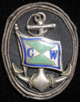 Set of 1890s-1900s CW Lines Officer & Chief Hat Badges with 4 Buttons