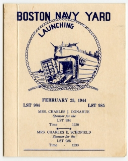 WWII Double Launching Program for USN LST-984 & LST-985 at Boston Navy Yard