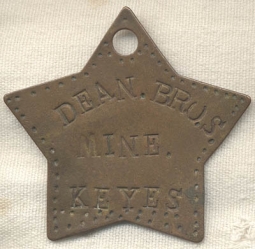 Ca. 1910 Silver King Mine Keys Fob of then-owners Dean Brothers NO LONGER AVAILABLE