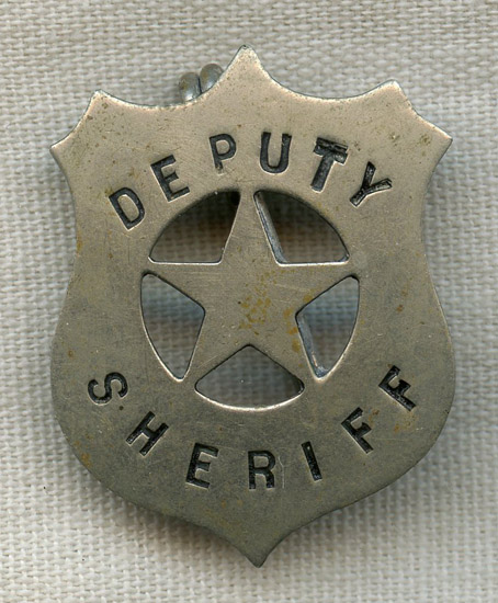 Great Little 1880's - 1890s "Old West" Stock Deputy Sheriff Posse Type Cut-Out Star Shield Badge