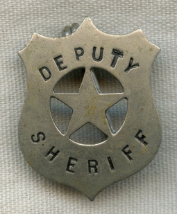 Great Little 1880's - 1890s "Old West" Stock Deputy Sheriff Posse Type Cut-Out Star Shield Badge