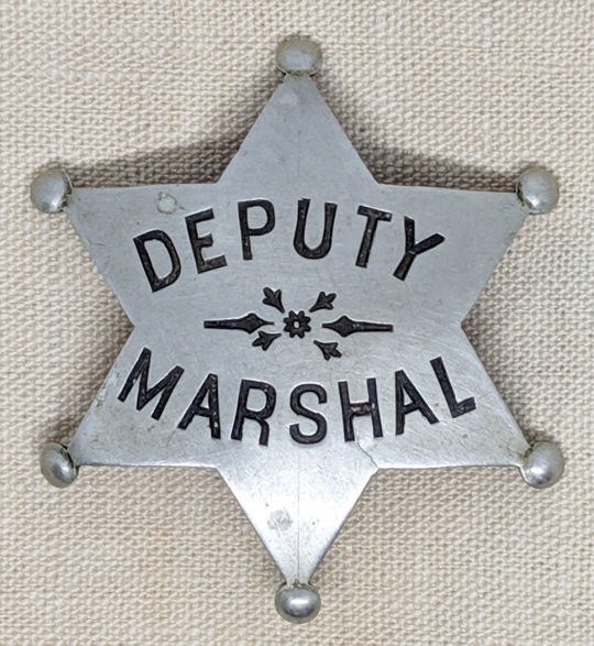 Great Old West Ca 1890s - 1900s "Stock" Deputy Marshal 6 Point Star Badge with Hand Stamped Details