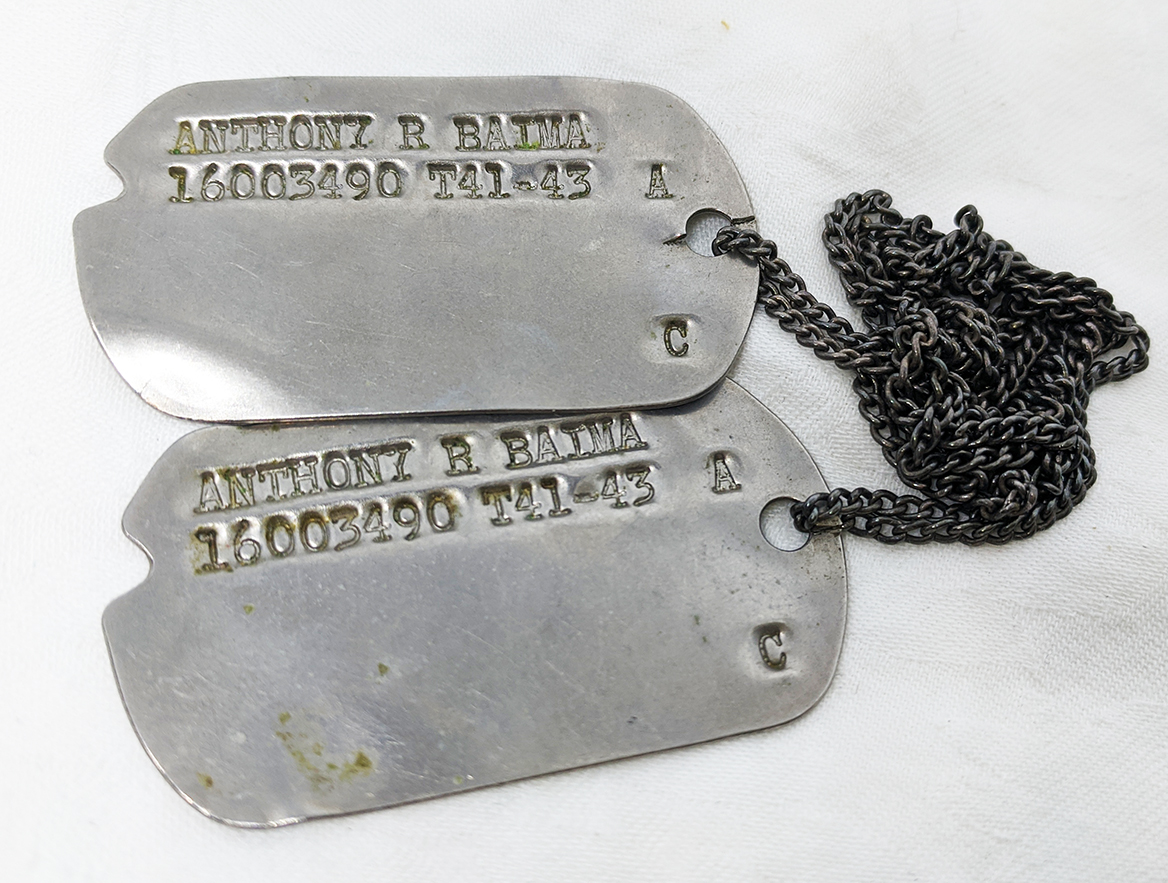 1941 1943 World War II US ARMY Dog Tags on Sterling Chain Flying Tiger Antiques Online Store