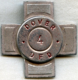 1940's Dover, New Hampshire Fire Dept. Hat Badge from Engine Co. 4