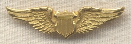 Early 1920's US Air Service (USAS) 10K Gold Instructor Cap Wing by Robbins