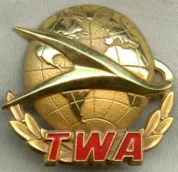 Early 1960's TWA Pilot Hat Badge of Captain George Cole Toop