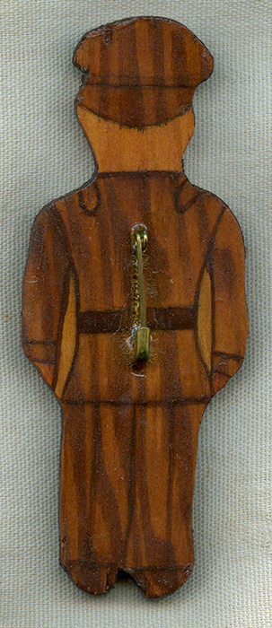 Great Early WWII US Army Soldier Large, Hand-Painted Patriotic Pin from Amesbury, MA