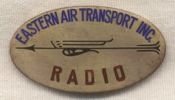 Fabulous Ca. 1934 Eastern Air Transport Radio Operator Hat Badge