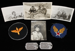 Small United States Army Air Forces Pilot Cadet Grouping with Dog Tags to John Eckman