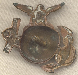 Beautiful, Salty Span-Am War Era Modified USMC EM Cap Badge