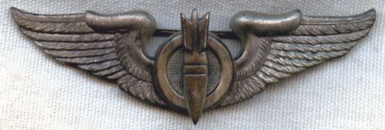 Nice English-Made WWII USAAF Bombardier Wing in Die Struck Nickel