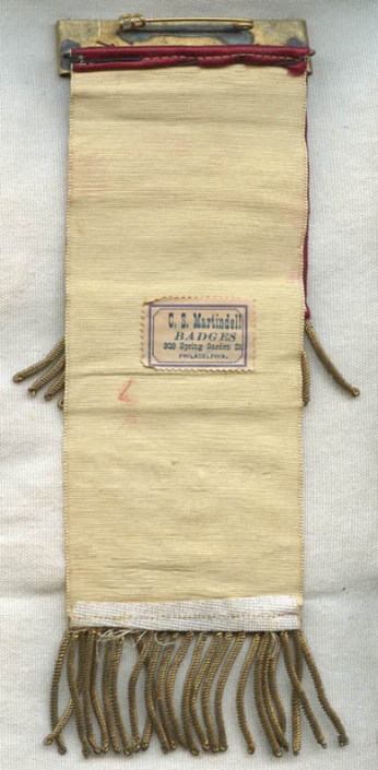 Nice Early (1889!) Parade Ribbon for Excelsior Hose Co. No. 1 of Belvidere, New Jersey at Easton, PA