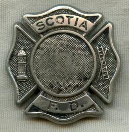 Nice Old Ca. 1910's Scotia, New York Fire Dept. Badge by Braxmar