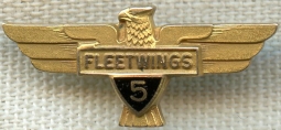 1930's - Early WWII 10K Gold Fleetwings Aircraft Corporation 5 Year Service Pin
