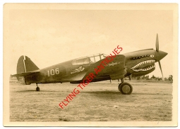Wonderful PERIOD 5 x 7 Sepia Tone Photo of FLYING TIGERS P-40 E-1 Tomahawk Aircraft #106