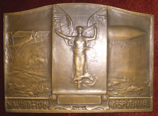 Beautiful 1910-12 French Aviation Industries Bronze Table Medal/M�daille de Table en Bronze