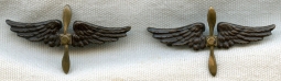 Beautiful Pair of French-Made WWI US Air Service Officer Collar Insignia