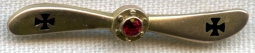 WWI Imperial German Aviator Sweetheart / Patriotic Pin 10K Gold w/Ruby