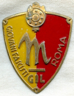 1930s-WWII Italian Fascist Youth Guard/GIL-Giovent Italiana del Littorio Roma Sleeve Shield