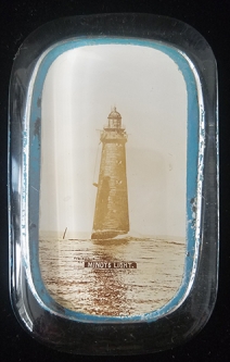 Lovely Ca 1900s Minots Light (Scituate, MA) Glass Photo Paperweight