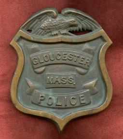 Beautiful Old 1910s-1920s Gloucester. Massachusetts Police Officer Grave Marker Plaque in Bronze