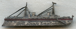 Wonderful Early WWI "Gott Strafe England" German Battleship Badge in Plated and Painted Brass