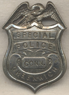 Ca. 1900 Greenwich, Connecticut Special Police Badge #6 <p> NO LONGER AVAILABLE