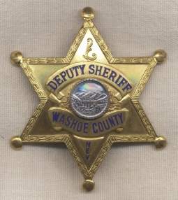 Great 1930s Washoe County Nevada Deputy Sheriff Badge by LAS&SCO