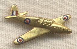 Great WWII Enameled and Gold-Filled Spitfire Lapel Pin