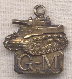 Great WWII Tank Charm in GF Sterling Silver for War Production at GM's So. Cal. Div. in 1943
