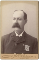 1890s Haverhill, MA Policeman Cabinet Photo Showing #19 Radiator Badge