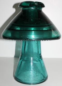 Great Ca. 1910's - 20's Large Hemingray Insulator, 2-Piece #CD 304/310, "Coolie Hat"