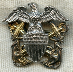 Nice WWII USN Officer Overseas Cap Badge by H&H