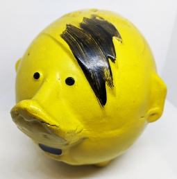 Scarce WWII Anti-Hitler "Make Him Squeal" Piggy Bank Pointed Paper Made