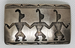 Lovely Medium Size Hopi Overlay Buckle, Ca 1970's, by Floyd LOMAKUYVAYA